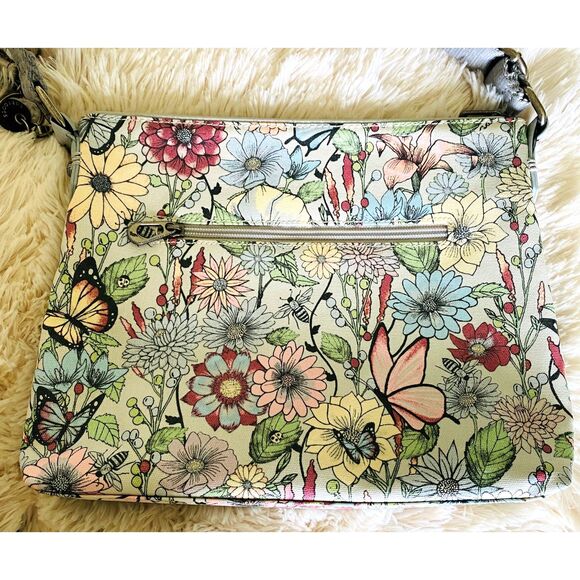 Sakroots Floral Crossbody Bag with ID Lanyard and Bee Keychain Boho Purse - Picture 2 of 15